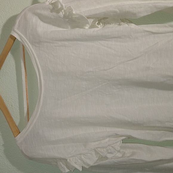 Anthropologie Pilcro Boho Ruffled Open-BackCream Long Sleeve Essential Top smal - Picture 2 of 7